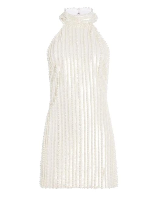 retroféte Yaeko Mini-Jurk Met Halternek En Parel in het White