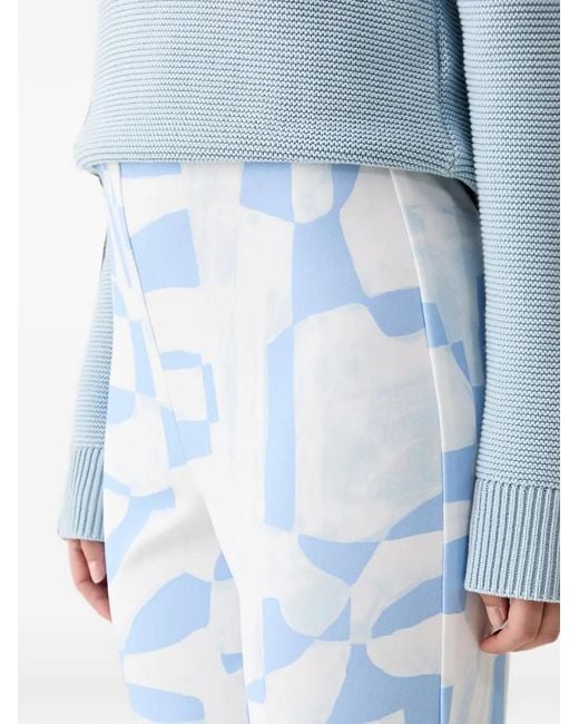 Joseph Ribkoff Blue Abstract-Print Cropped Trousers