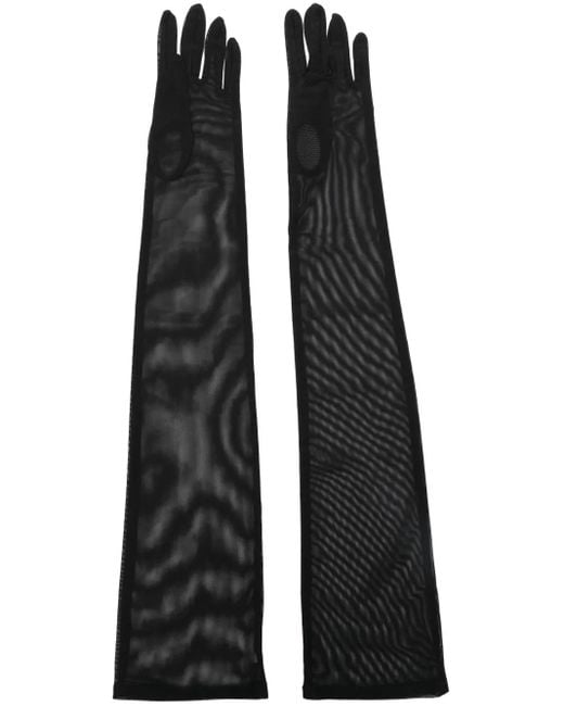 Ioana Ciolacu Black Long-Length Mesh Gloves