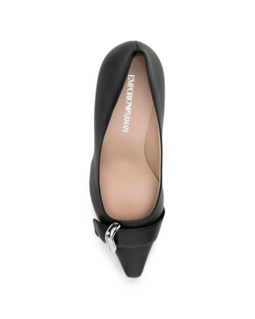 Emporio Armani Black Buckle-Detail Pointed-Toe Pumps