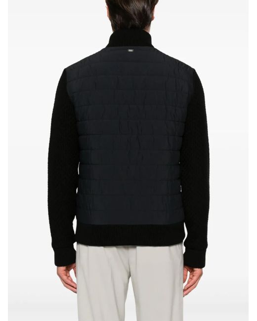 Herno Black Nylon And Wool Bomber Jacket for men