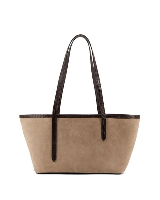 Atp Atelier White Gaiba Printed-Lizard Suede Tote Bag