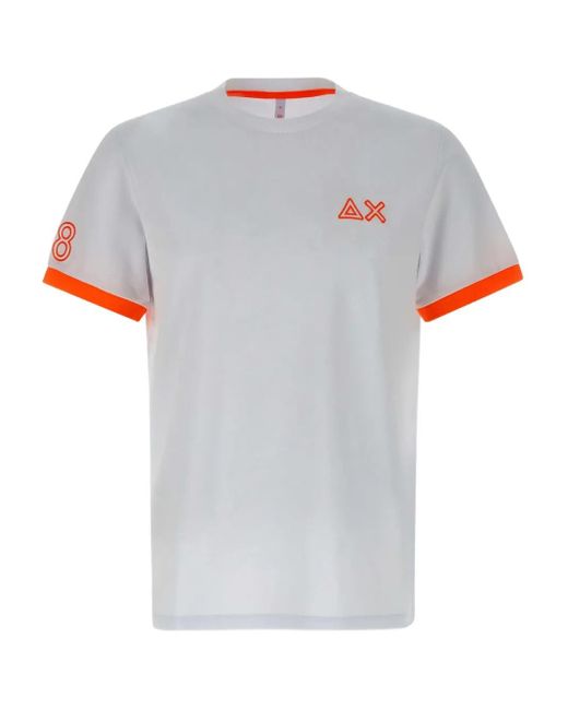 Sun 68 Gray Contrasting-Trim T-Shirt for men
