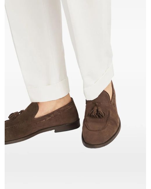 Brunello Cucinelli Brown Tassel-Embellished Suede Loafers for men