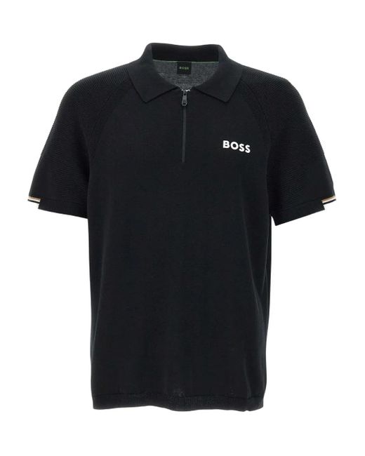 Polo Con Zip di Boss in Black da Uomo