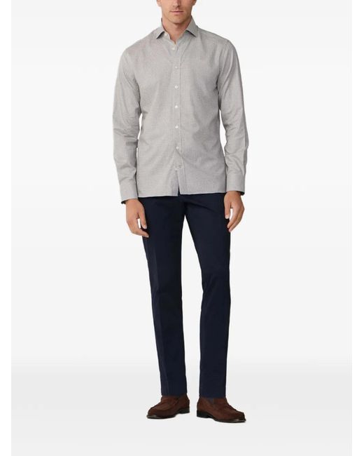 Hackett Gray Puppytooth-Pattern Shirt for men