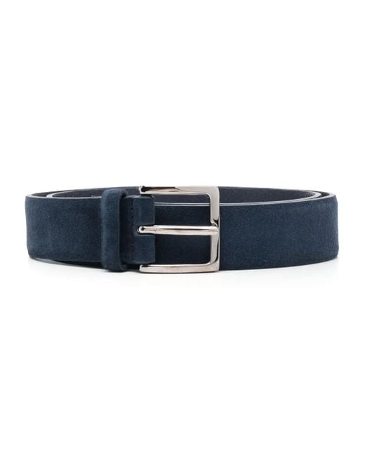 Orciani Blue Metal Buckle Suede Belt for men