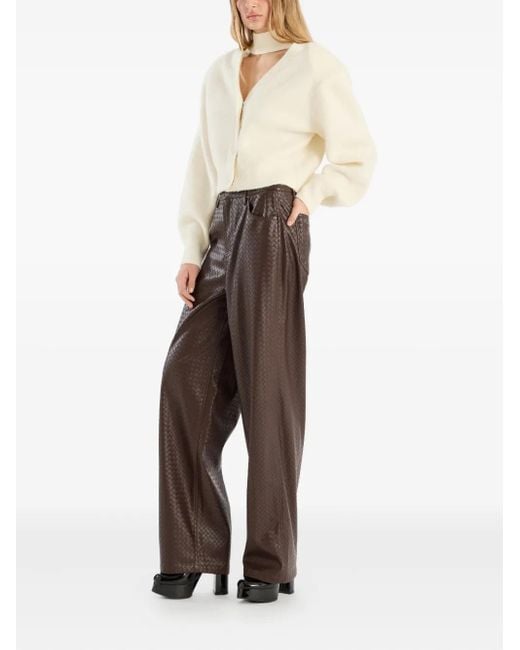 ROTATE BIRGER CHRISTENSEN White Knit Scarf-Neck Cardigan
