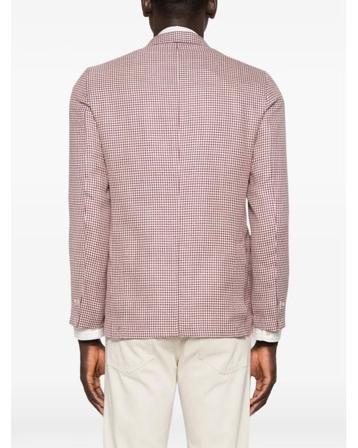 Barba Napoli Pink Blazer À Motif Pied-De-Poule for men