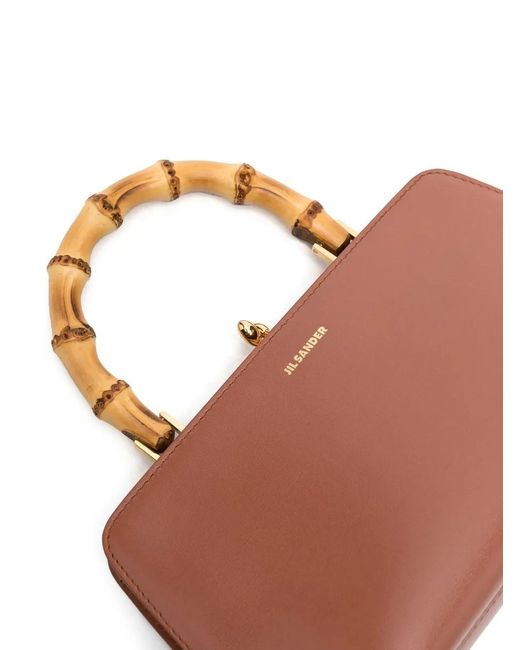 Jil Sander Brown Goji Square Bamboo Mini Bag