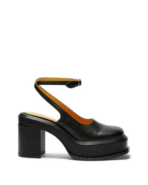 LILI CURIA Black Nico Platform Strap Heel Mules