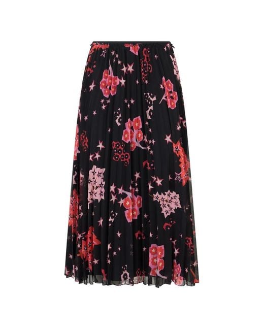 RED Valentino Red Floral Star Pleated Skirt
