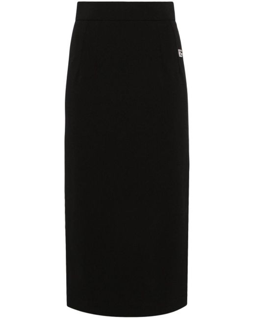 Falda midi con placa del logo Dolce & Gabbana de color Black