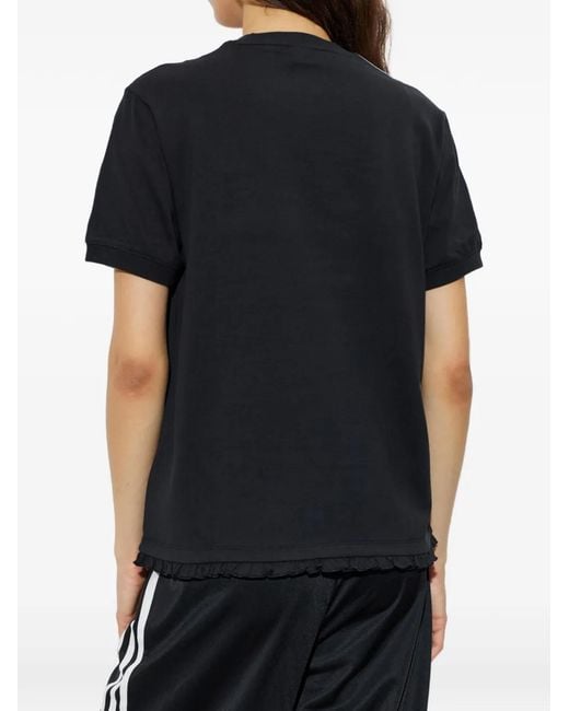 Adidas Black Ruffle-Trim T-Shirt