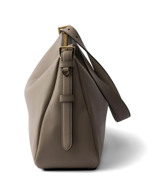 Prada Brown Aimee Large Leather Shoulder Bag