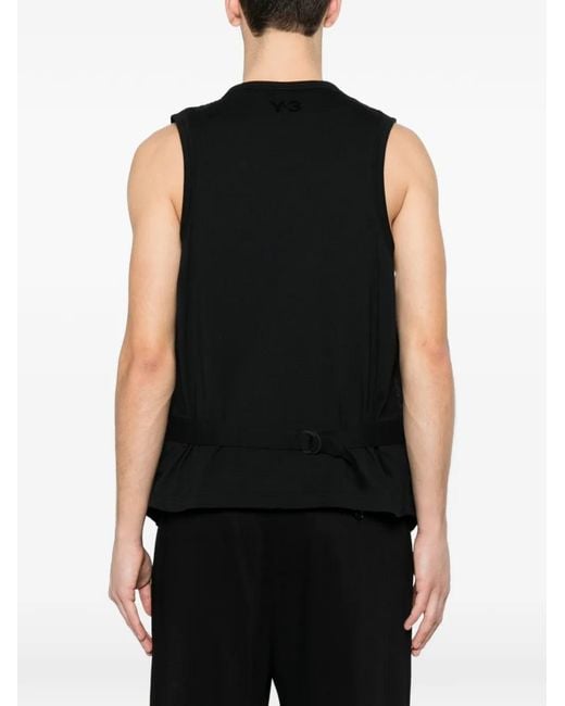 Y-3 Black Button Zip Vest for men