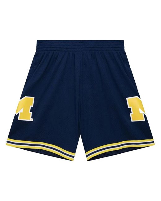 Mitchell & Ness Blue "Ncaa Michigan Wolverines 1991" Road Shorts for men