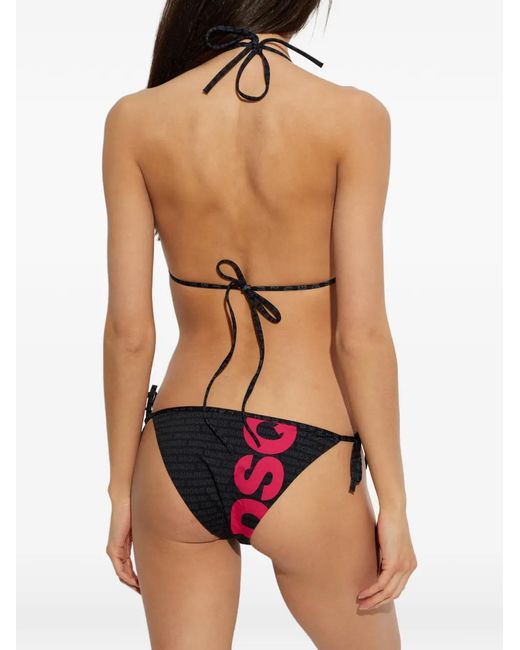 DSquared² Black Logo-Print Bikini Top
