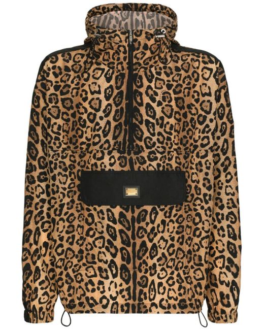Dolce & Gabbana Kapuzenjacke mit Leoparden-Print in Brown für Herren