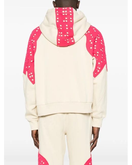 Kiko Kostadinov Pink X Fox Lab Perforated Fox Fleece Hoodie for men