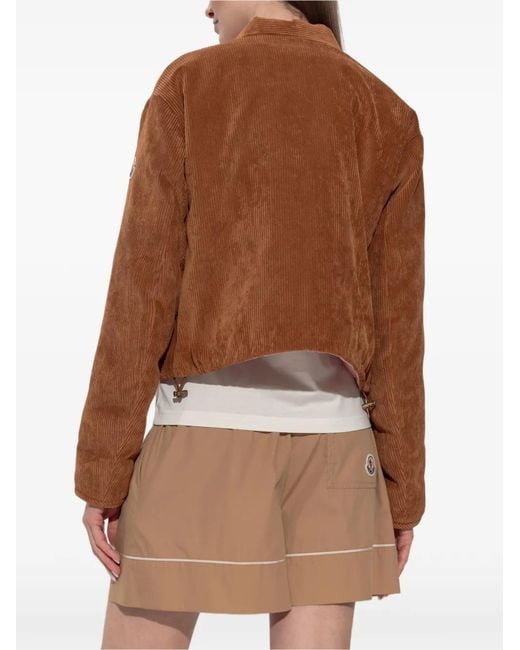 Moncler Brown Doudoune En Velours Côtelé Blageon