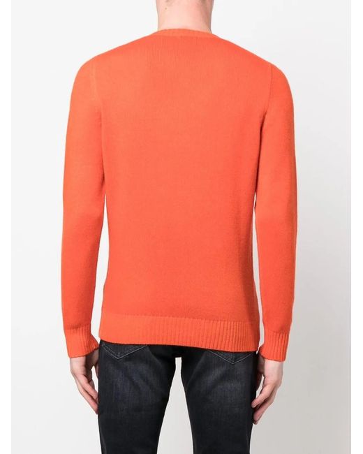 Malo Orange Round-Neck Knit Jumper for men