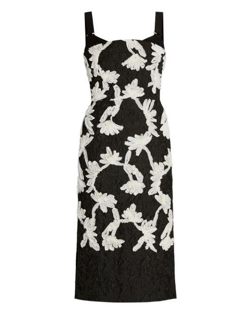 Erdem Black Floral-Applique Sleeveless Dress