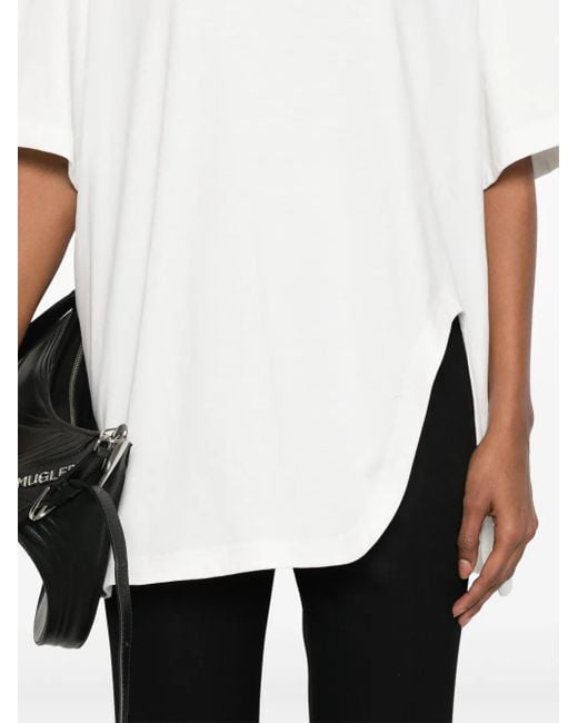The Attico White Cotton T-Shirt With A Slit