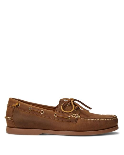 Polo Ralph Lauren Brown Merton Leather Boat Shoes for men