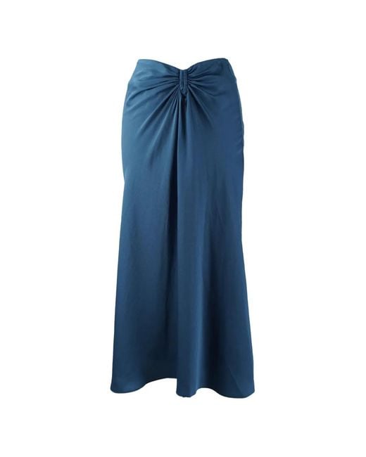Ba&sh Blue Jupe Mi-Longue En Laine