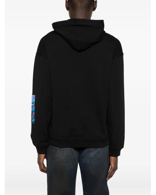 Sudadera con capucha y estampado patchwork DIESEL de hombre de color Black