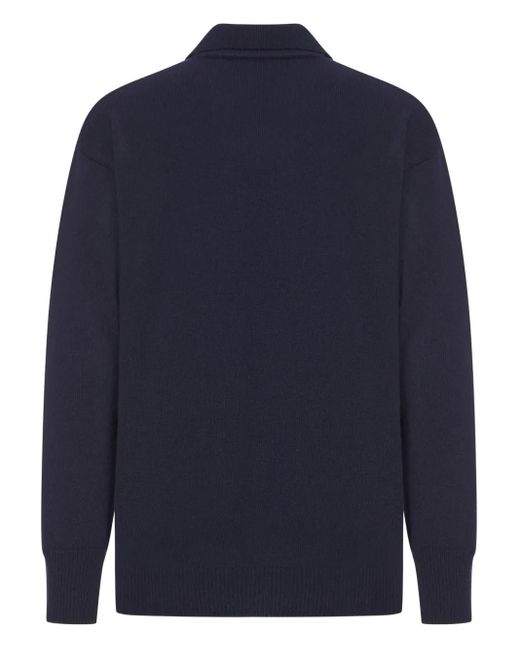 Roberto Collina Blue Polo-Neck Wool Sweater for men