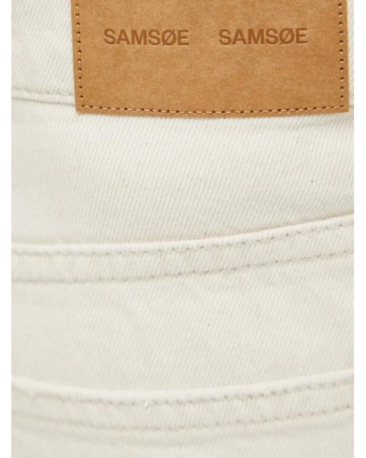 Samsøe & Samsøe White Logo-Patch Five-Pocket Jeans for men