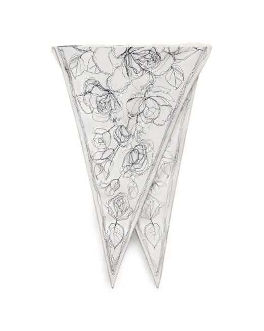 Fabiana Filippi Gray Floral-Print Silk Scarf