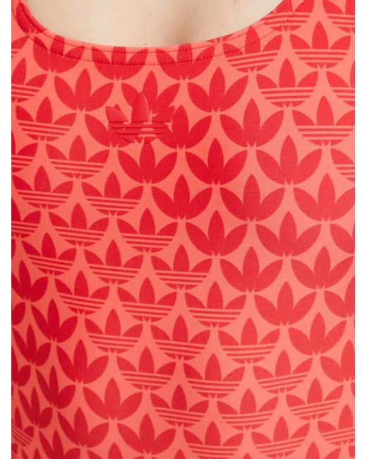Adidas Red Logo-Motif One-Piece Swimsuit