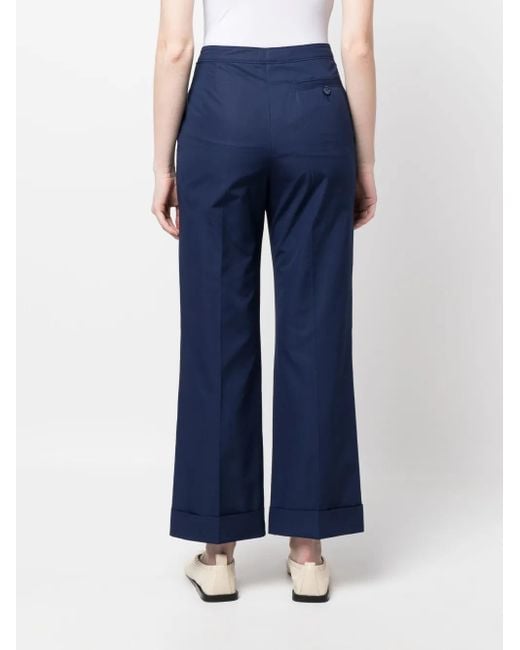Aspesi Blue Cropped Flared Trousers