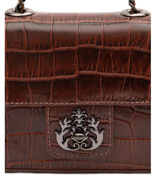 Borsa A Tracolla Anne Con Effetto Coccodrillo E Catena di Isla in Brown