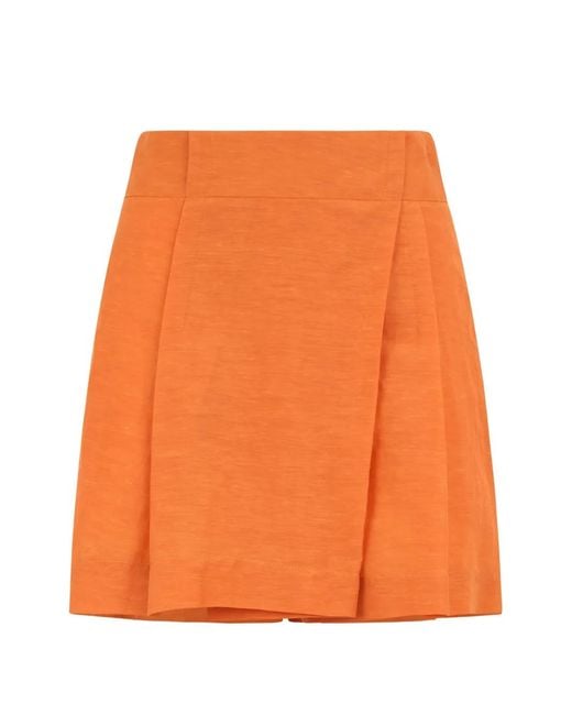 Alberta Ferretti Orange Pleated Wrap Mini Skirt