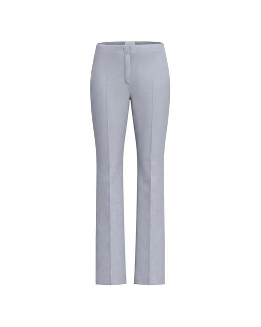 Marella Gray Pressed-Crease Belt-Loop Trousers