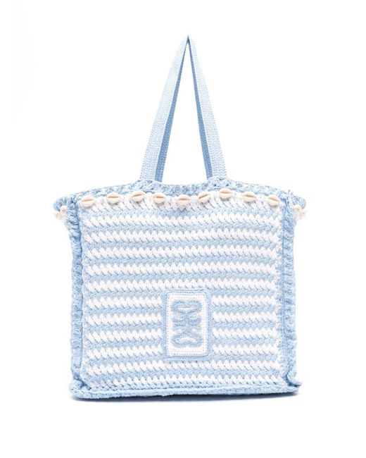 Borsa Tote Con Lavorazione All'Uncinetto di Sandro in Blue