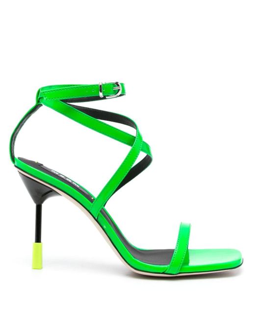 MSGM Green 95mm Leather Sandals