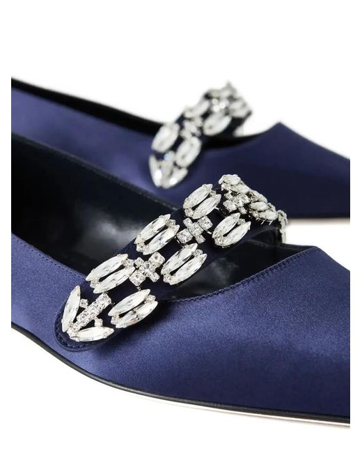 Manolo Blahnik Blue Tamolflat Point-Toe Pumps