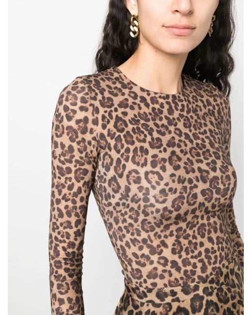Valentino Garavani Brown Animalier-Print Jersey Bodysuit
