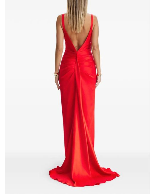 Il Volo Red Lavina V-Neck Maxi Dress