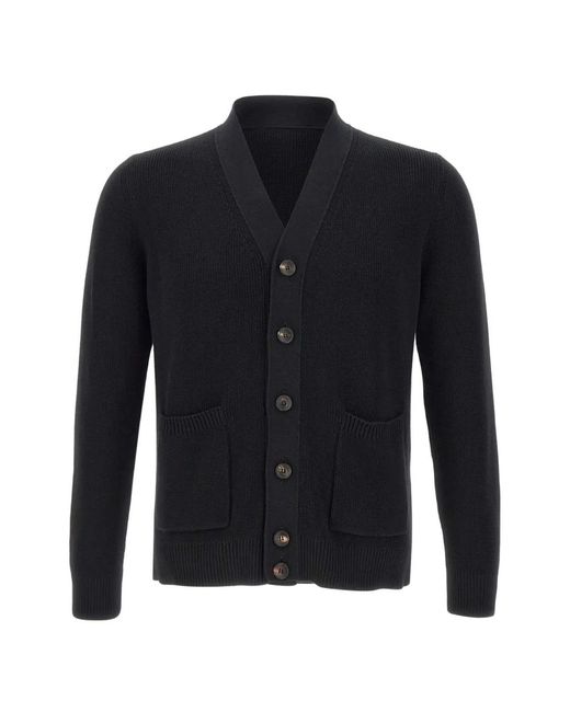 FILIPPO DE LAURENTIIS Blue V-Neck Cotton Cardigan for men