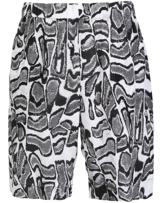 Edward Crutchley Gray Abstract-Pattern Silk Shorts for men