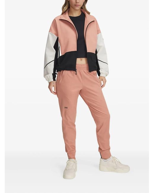 Under Armour Pink Panelled Elasticated-Cuff Track Pants