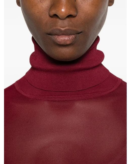 Zimmermann Red Fine-Knit High-Neck Sweater