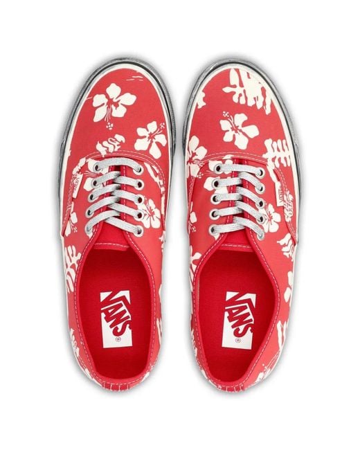 Vans Red Premium Authentic Floral Sneakers