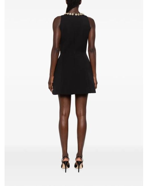 Sandro Black Embellished-Neck Sleeveless Mini Dress